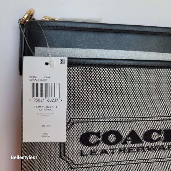 COACH Kitt Badge Jacquard & Smooth Leather Crossbody- Salt Black ⭐ - Picture 16 of 16